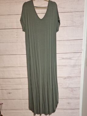 LuLaRoe Olive Green V‑Neck Maxi Dress